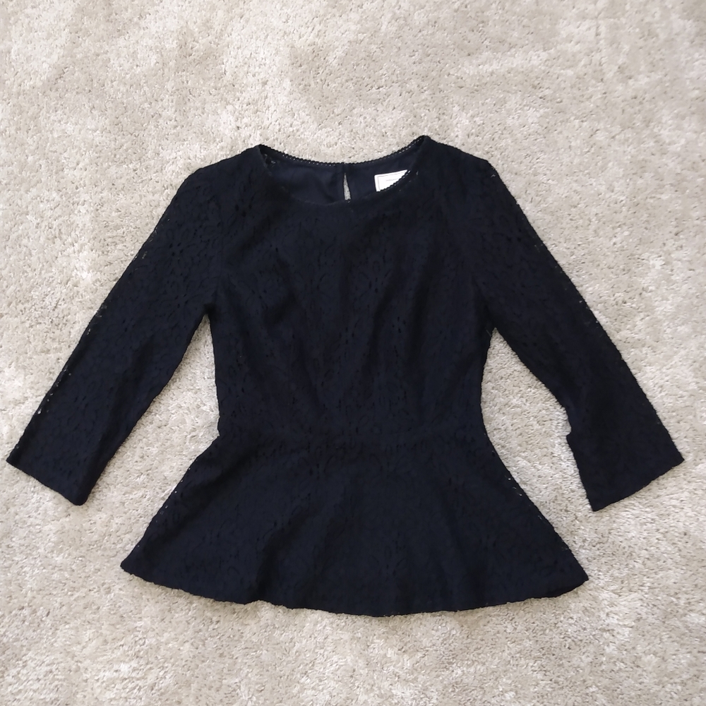 Moulinette Soeurs black lace peplum top size 4